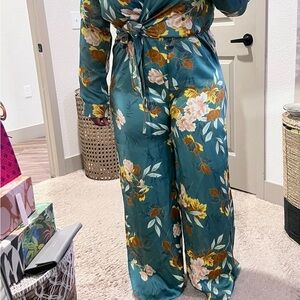 From ASOS Floral Teal Jumpsuit size us 12